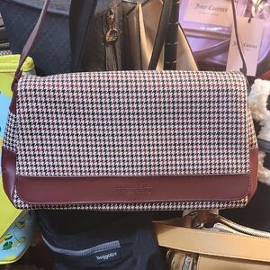 Beverly Hills Polo Club Burgundy Houndstooth Shoulder Bag - Presidents Day Live